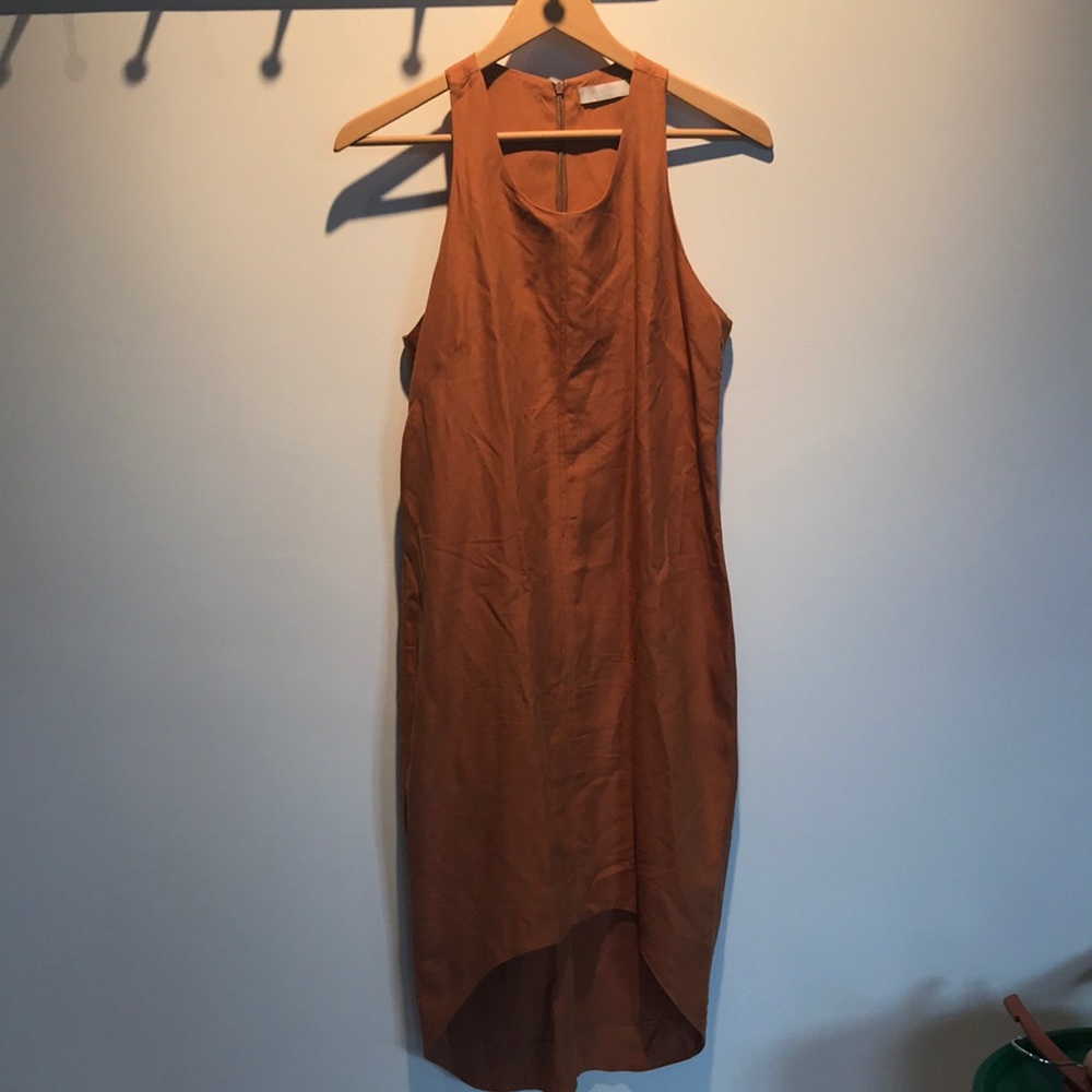 KAIN Lena linen and silk dress rust s